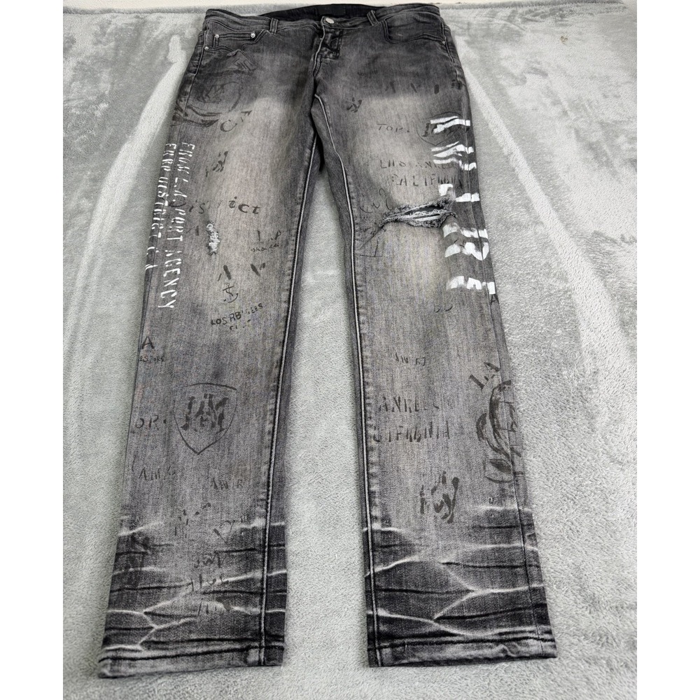 Amiri Slim Straight Jeans Men's Size 36x32 Gray